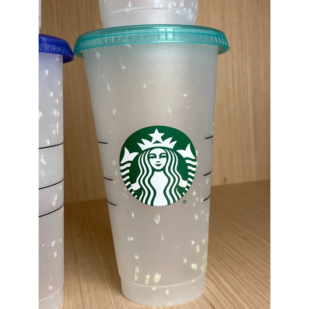 Starbucks Reusable Color Changing Confetti Cold Cups 24oz Tumbler Set of 4 NEW